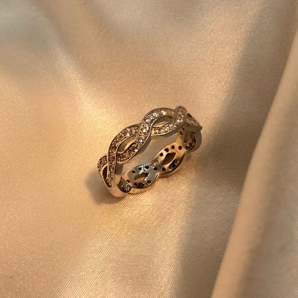 925 Sterling Silver Twisted CZ Eternity Band - Picture 7 of 7
